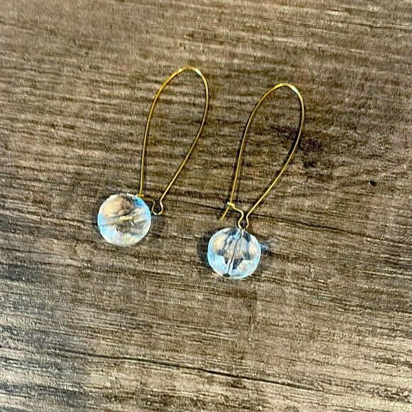 Gold and clear drop earrings - Picture 1 of 4